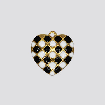 CHECKERED HEART charm