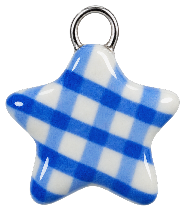 C&C Gingham Star Blue charm Gold