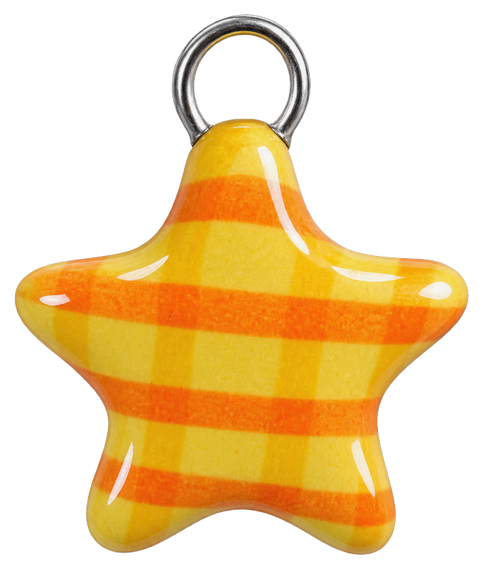 C&C Gingham Star Orange charm Gold
